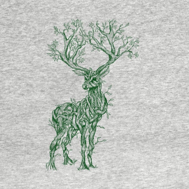 Vine Branch Stag (Dark Green) by Mainahste